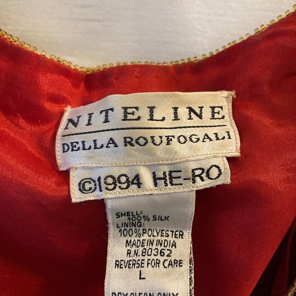 RARE! Exquisite Heavily Beaded Red SILK Dress Jacket, Niteline - Picture 6 of 10